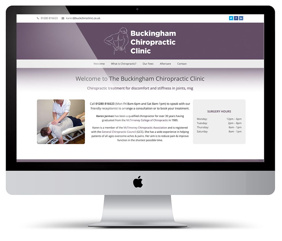 Bucks Chiro Clinic website