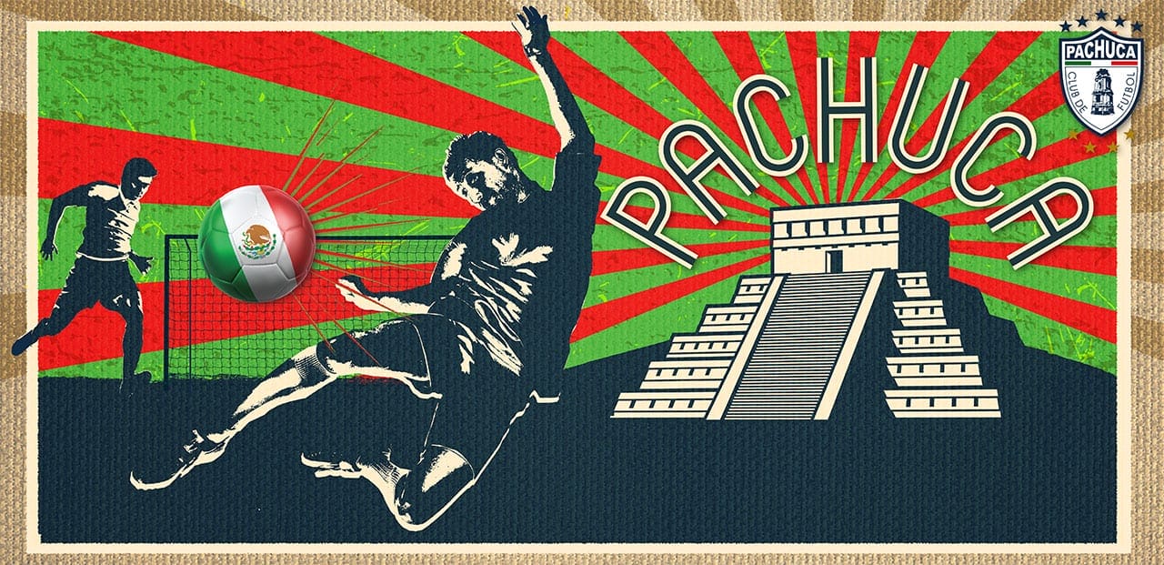 Illustration of FIFA World Cup advertising campaign poster Pachuca Club de Futbol