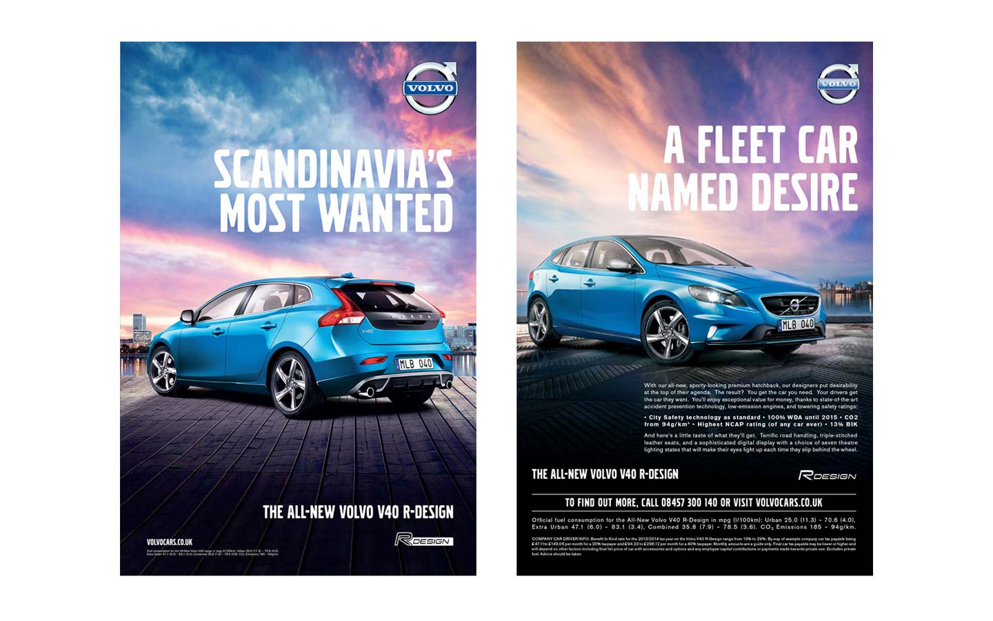 Image creation, design and artwork for Volvo V40 R-Design car launch advertising campaign magazine adverts