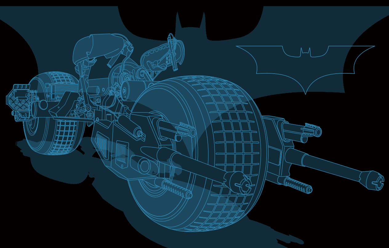 batman_motorbike vector line illustration of Batman Bat Bike