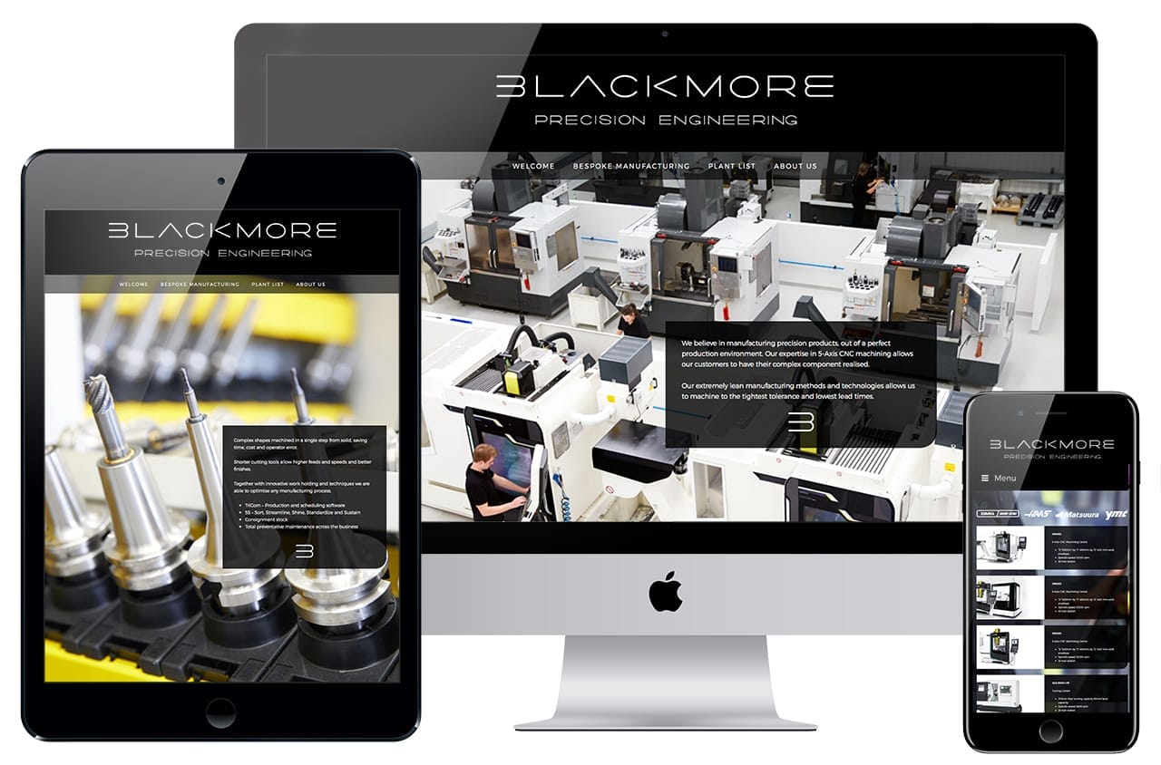 Wordpress website for Blackmore Engineering precision engineering