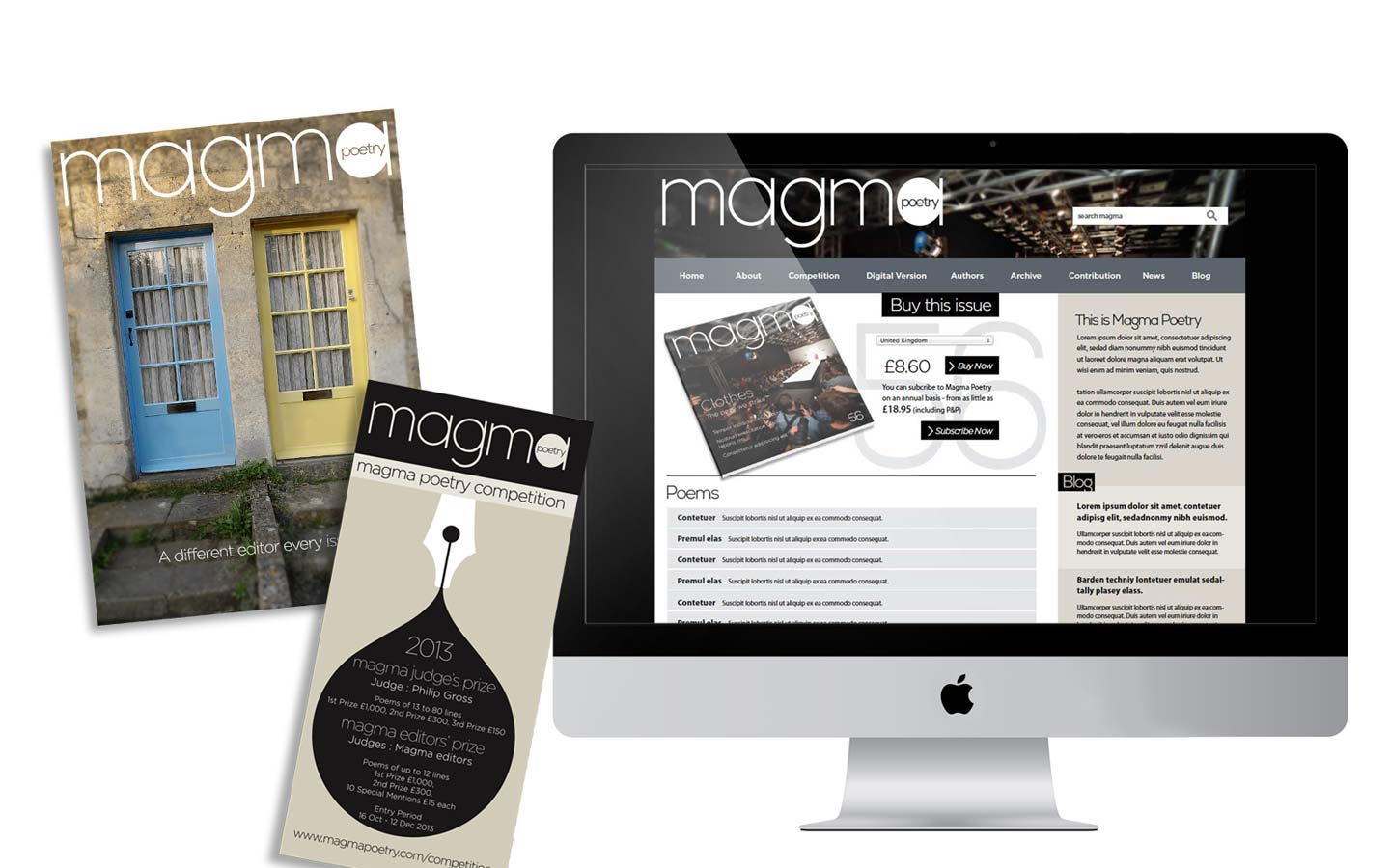Wordpress Website Logo and branding for Magma Poetry magazine