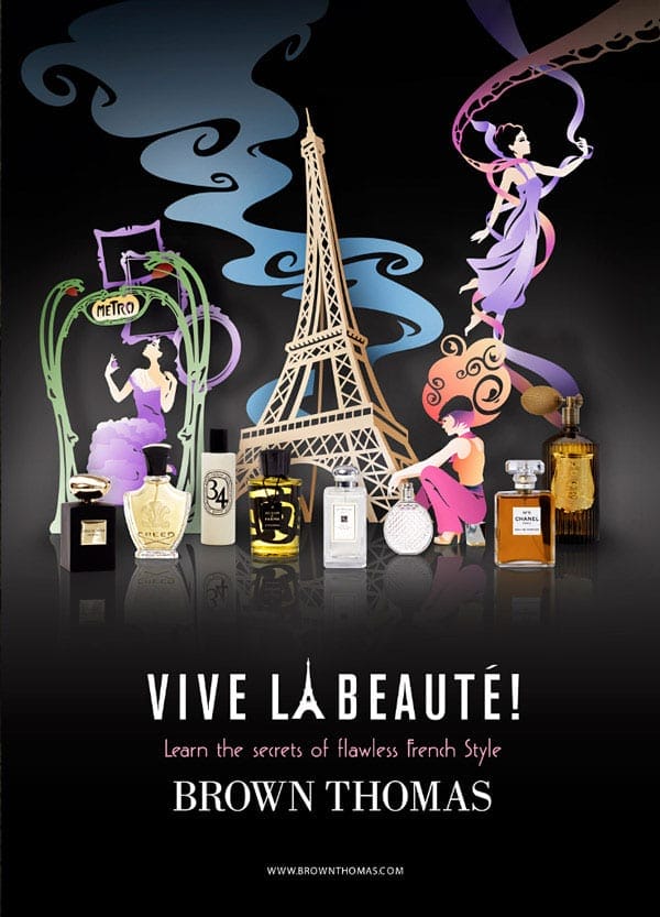 Immustration for Art Deco poster for Brown Thomas perfume sales poster campaign