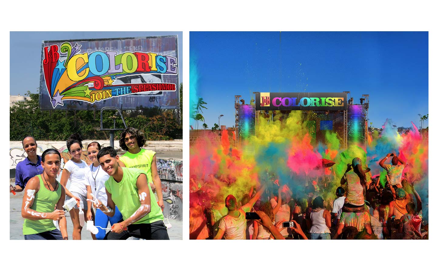 Visual mock-up of large hoarding poster for J&B Rare Colorise social marketing campaign