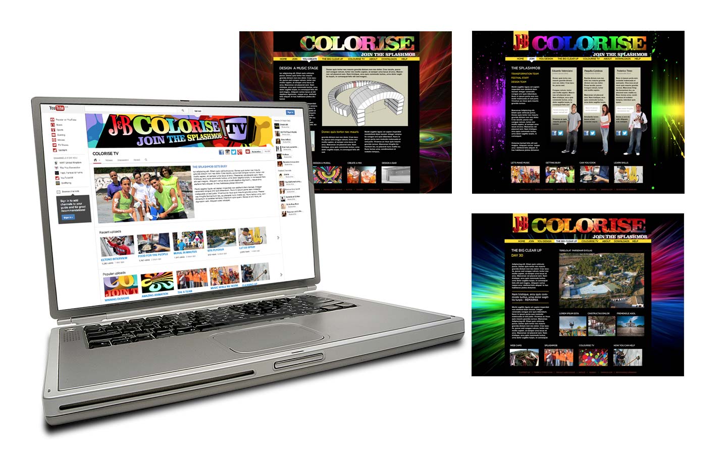 Visual mock-up of website for J&B Rare Colorise social marketing campaign