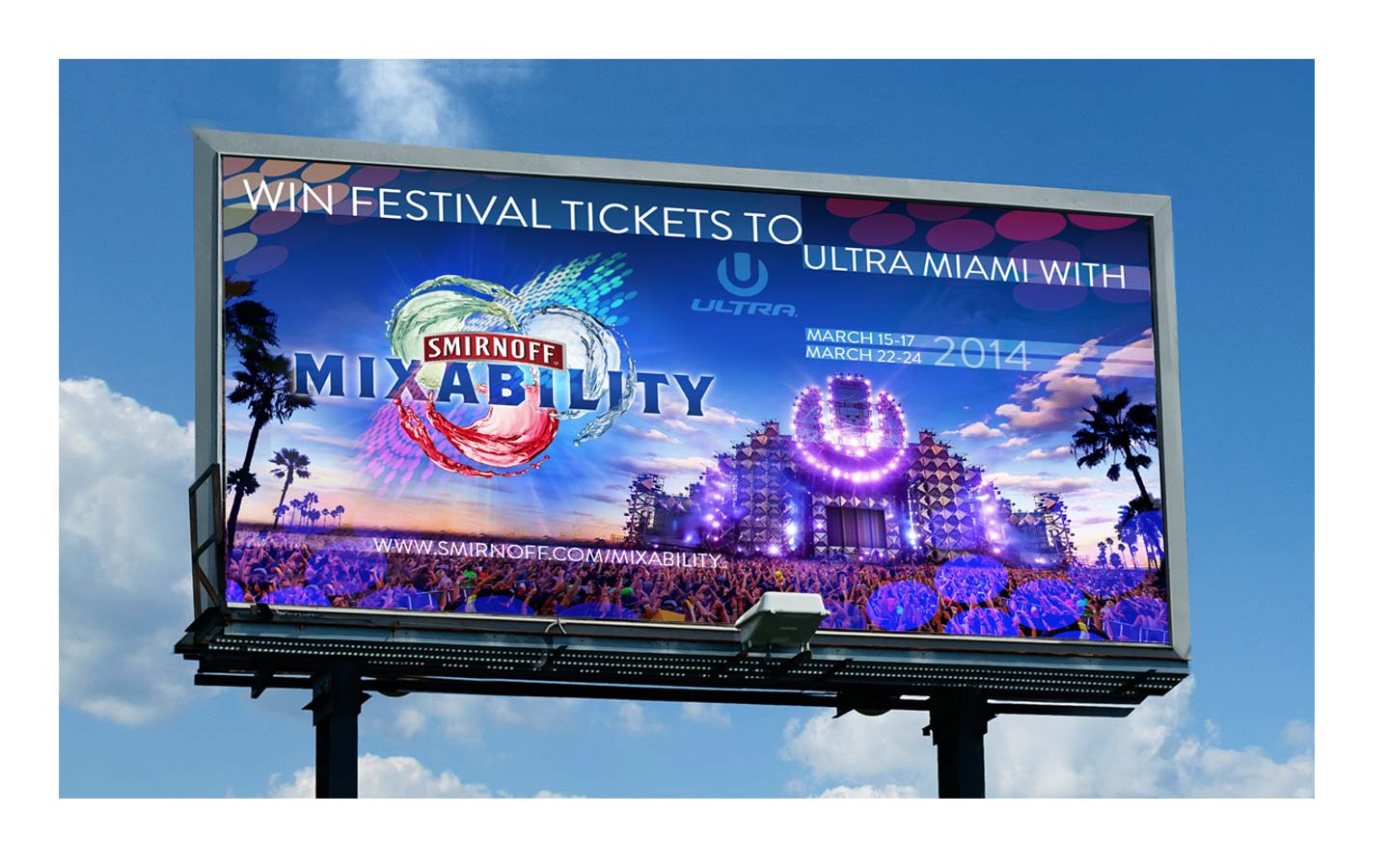 Visual mock-up of large hoarding poster for Smirnoff Mixability advertising poster