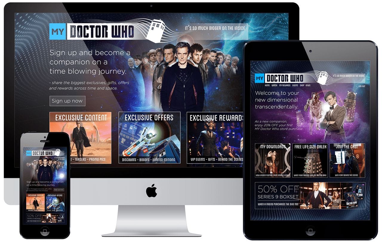 Design and mock-up for DrWho Doctor Who referrals rewards scheme
