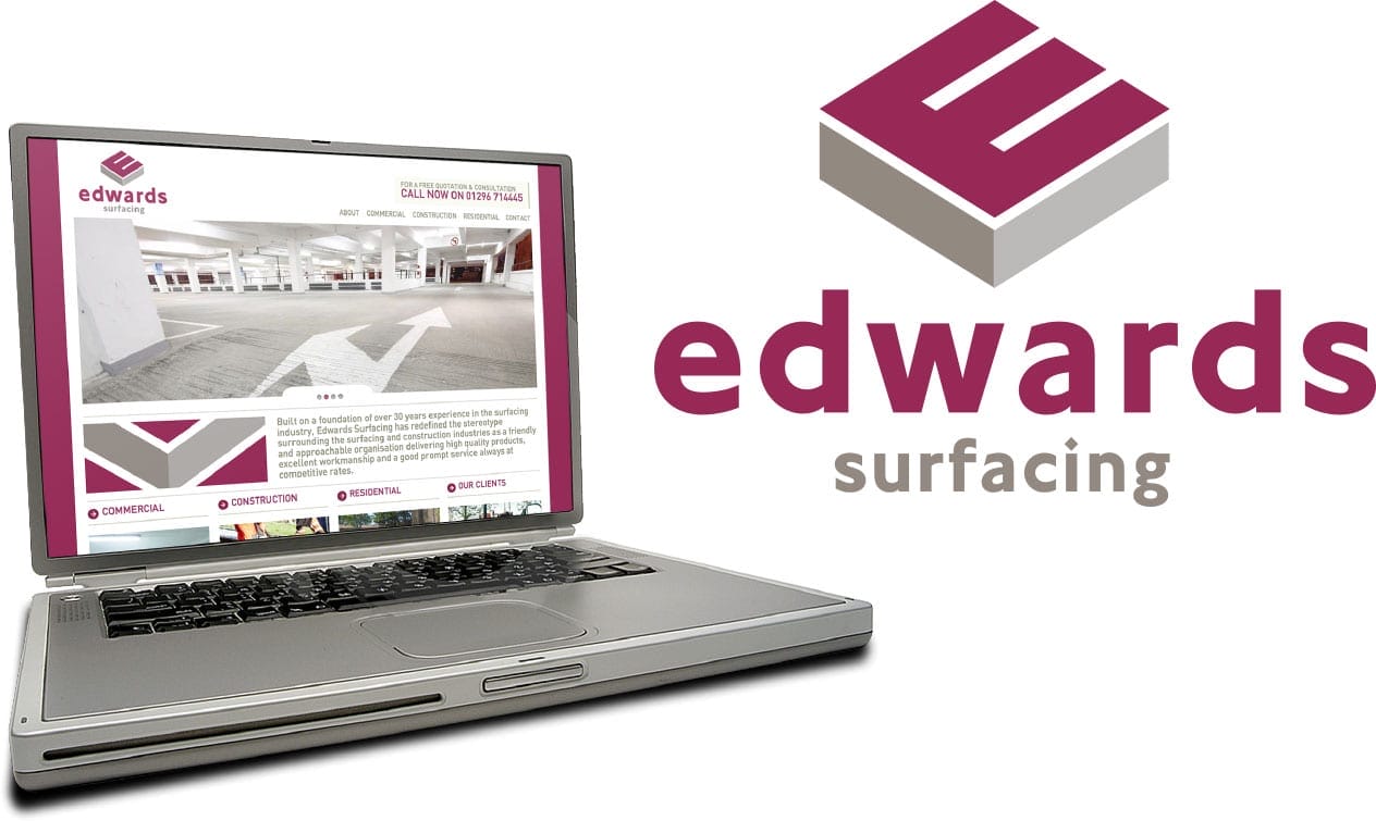 Logo and branding and website design for Edwards Surfacing tarmac company