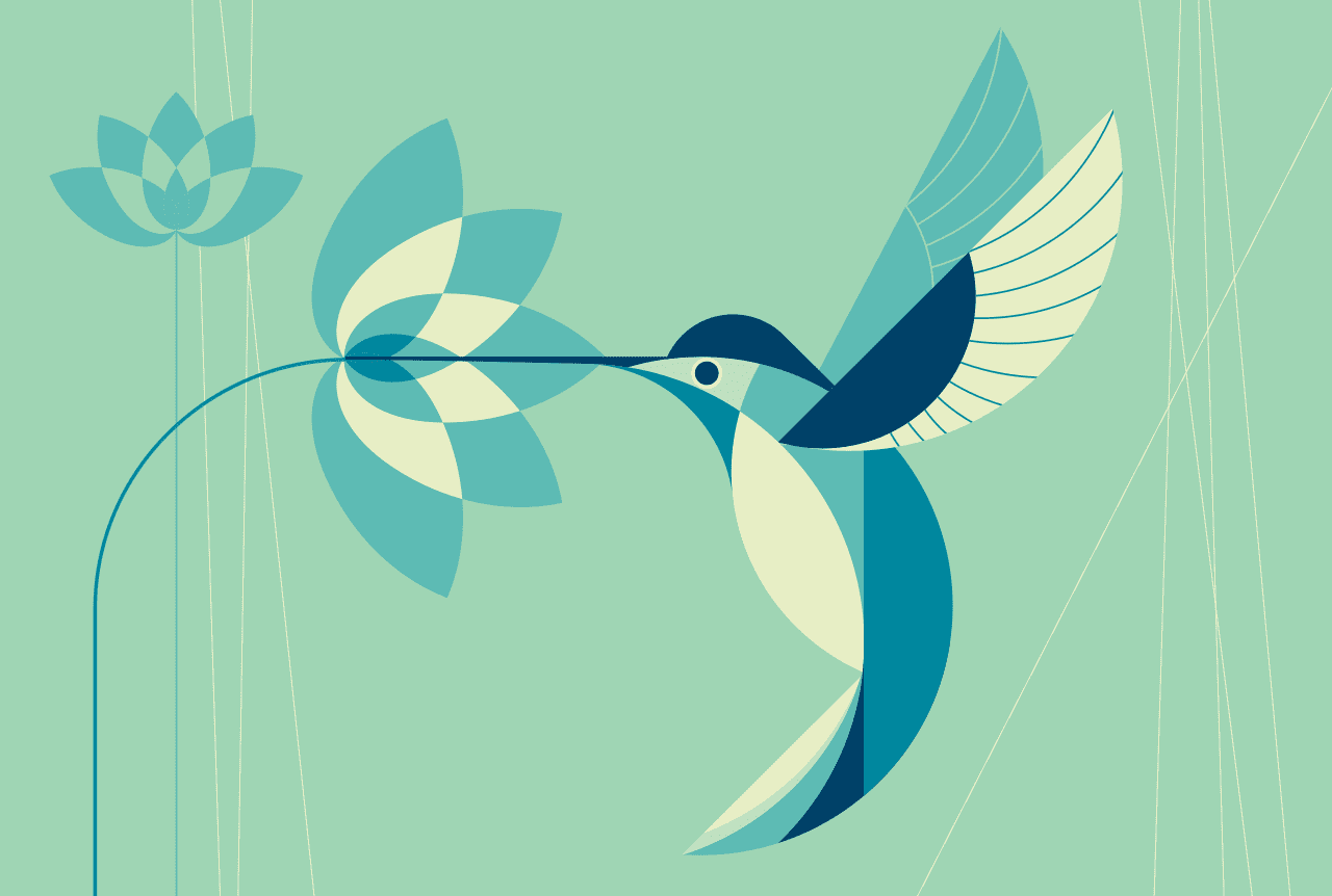 Vector Illustration of stylised humming bird