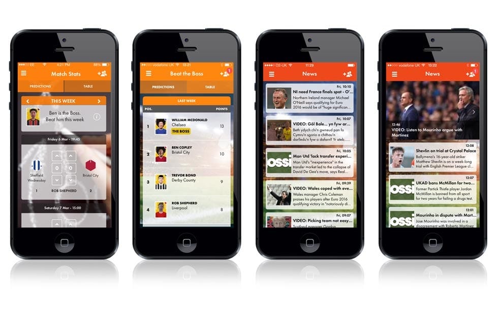 Design and mock-up of football app UI/UX