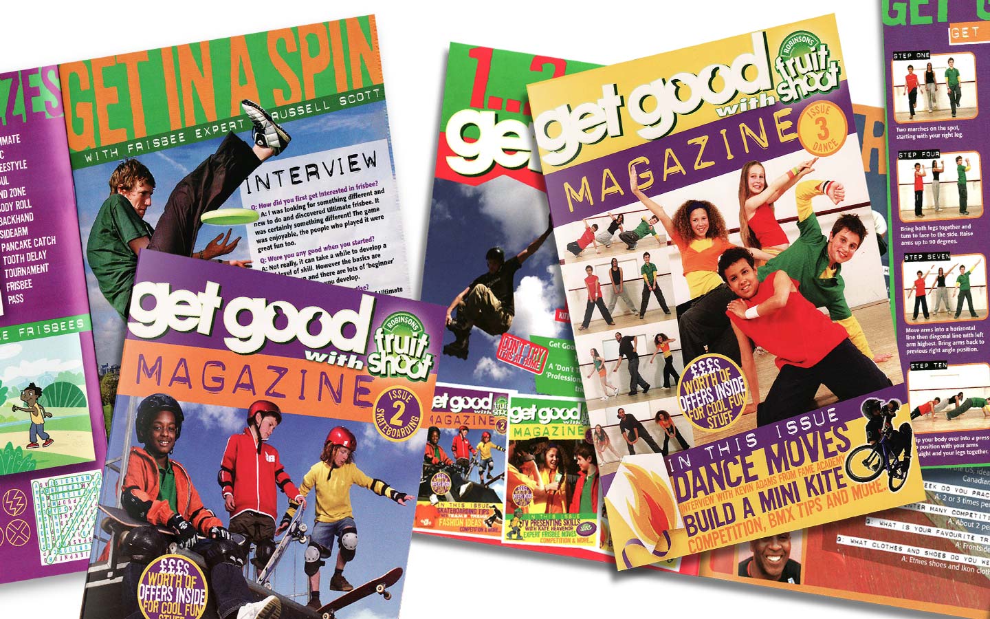Design and artwork production for kids activities magazine series Get Good with Robinsons Fruit Shoot drink