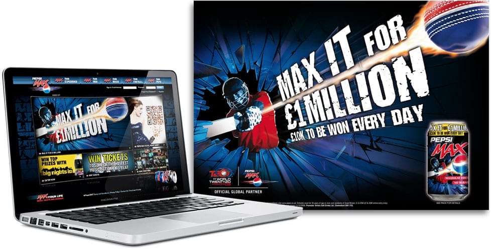 Pepsi Max cricket promotion poster and animation