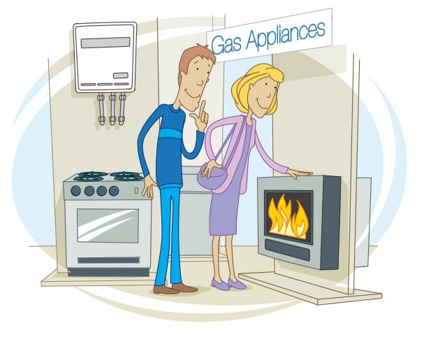 new_zealand_gas_01 Vector illustration of couple looking at fireplace for New Zealand Gas