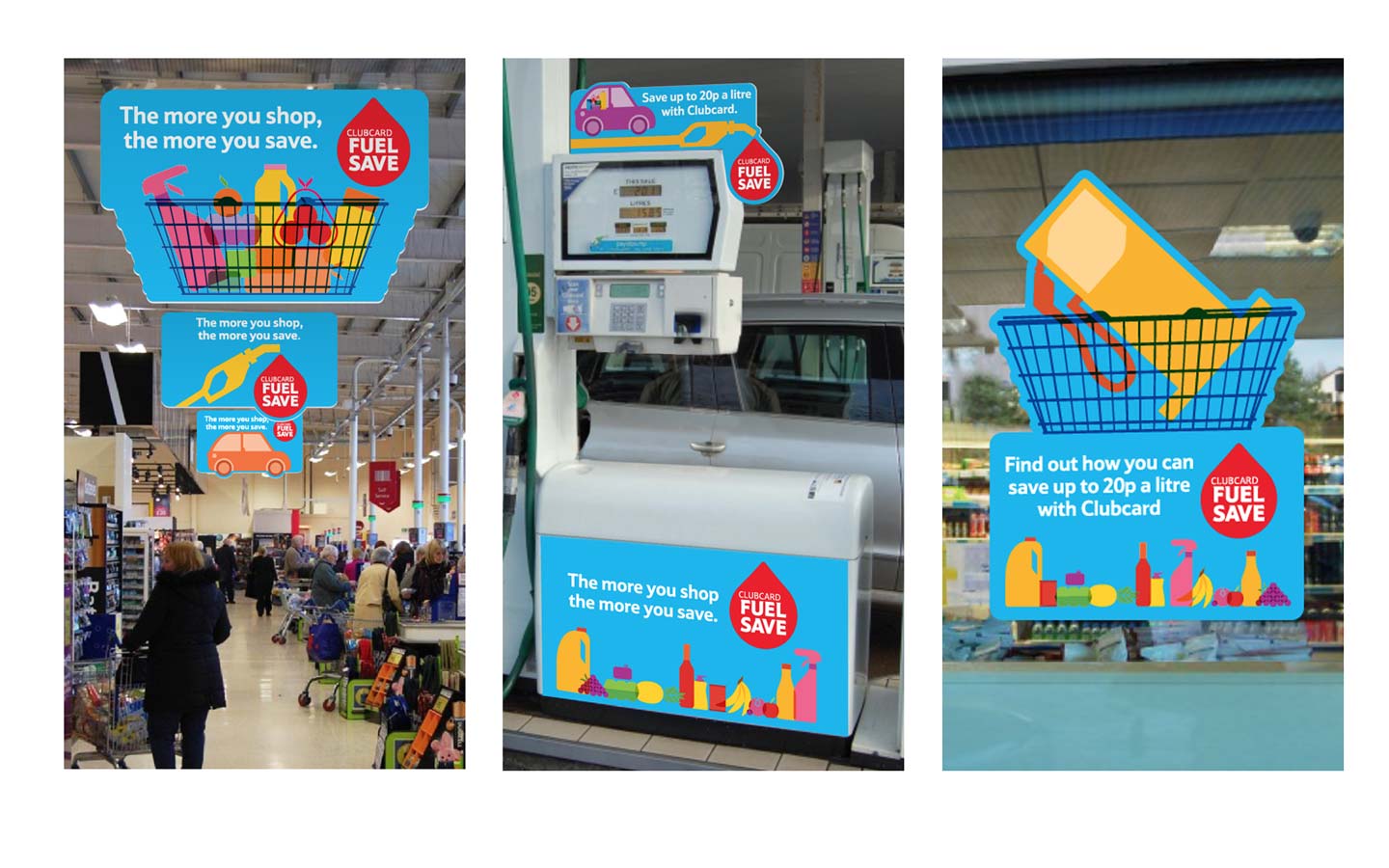Visuals and mock-up of Tesco supermarket POS point of sale materials campaign