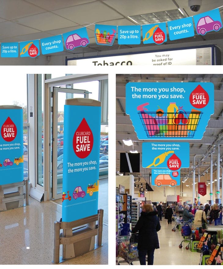 Tesco supermarket POS visuals mock-ups