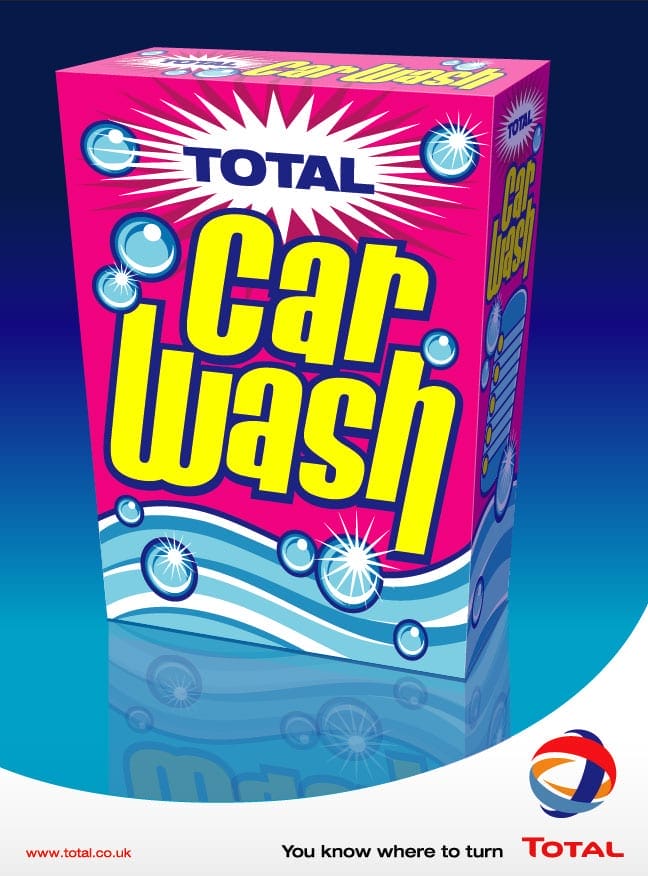 Vector illustration for mock-up washing powder bow for Total car wash
