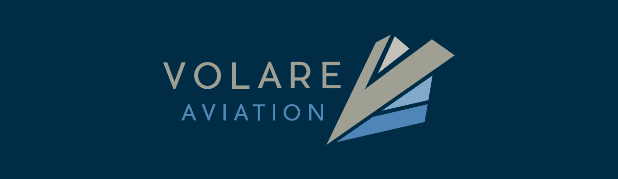 Logo and branding for aviation private jet management company Volare Aviation