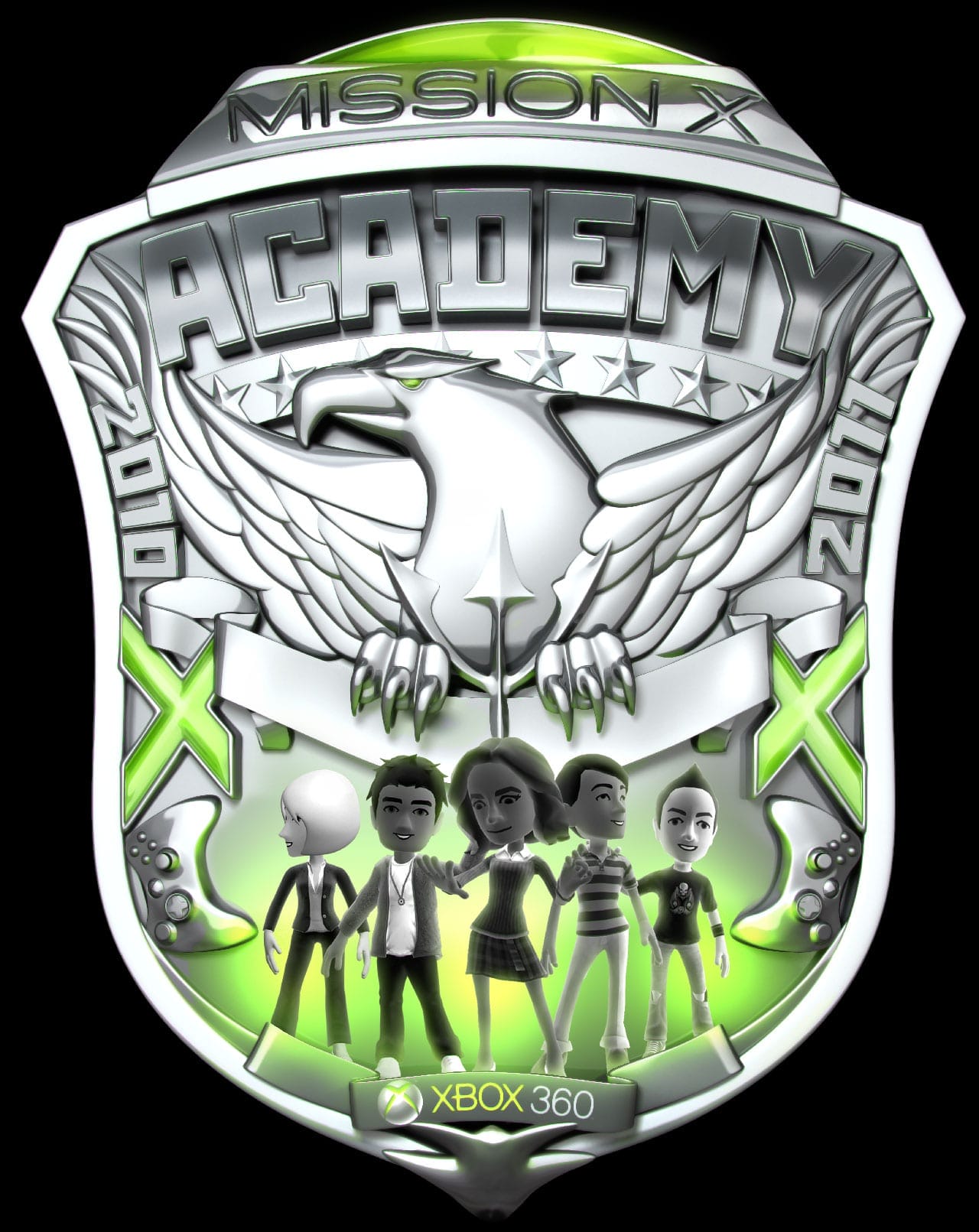 3d model for Xbox 360 Academy Mission X badge emblem with eagle